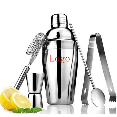 5 Piece Stainless Steel Professional Mixology Bartender Kit